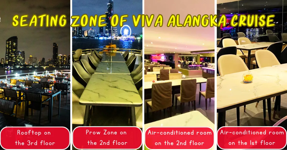 The seating zone of chao phraya river dinner cruise with viva alangka cruise